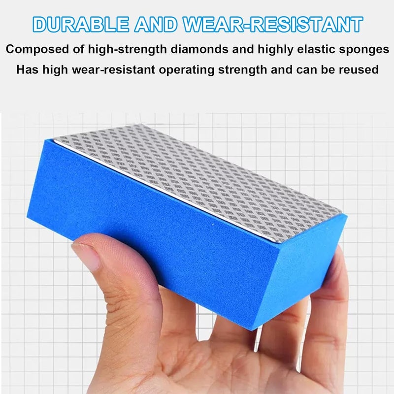 MAJUSTA 6Pcs Diamond Sanding Pads Diamond Hand Polishing Pads, Tile Sanding Block with High-Density Sponge for Ceramic Tile Glass Stone Marble Granite Metal Grinding - Image 4